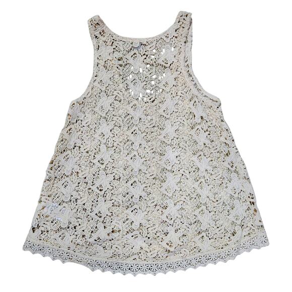 Ecote Ivory Cream Crochet Lace Sleeveless Cover Up Boho Tank Top Size Medium - Picture 1 of 7